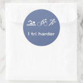 Triatlon pictogrammen en kapblauw ronde sticker (Tas)