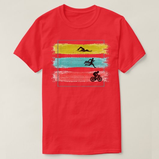 Triatlon Retro Runner Swimmer Cyclist Triathlete T-shirt (Design voorkant)
