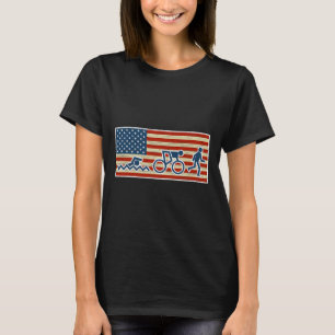 Triatlon Run Triatlete Biatlon USA Flag Sports T-shirt