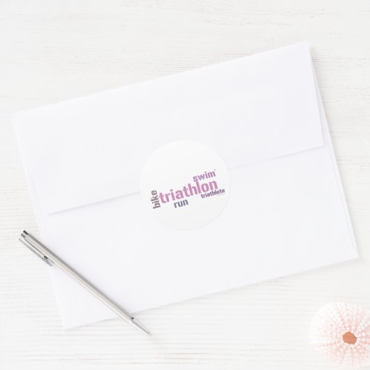 Triatlon-tekst Ronde Sticker (Envelop)