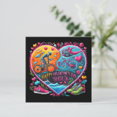 Triatlon Thema Valentijnsdag Kussen, Hartvorm Feestdagenkaart (Staand voorkant)