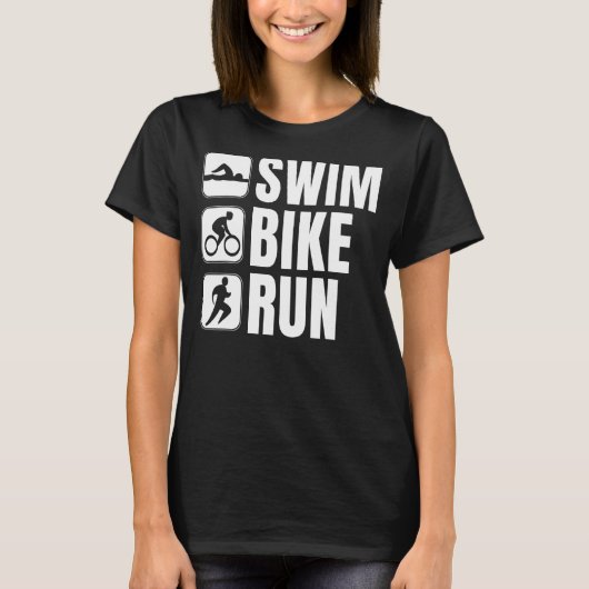 Triatlon Tri Triathletes Athletes met fitness T-shirt (Voorkant)