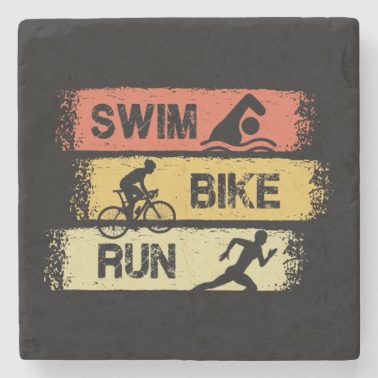 Triatlon - Zwem Fiets Ren Stenen Onderzetter (Voorkant)