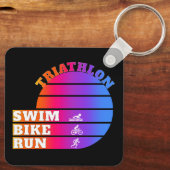 Triatlon Zwemmen, fietsen, rennen Sleutelhanger (Achterkant)
