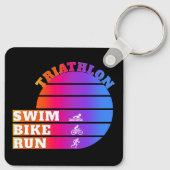 Triatlon Zwemmen, fietsen, rennen Sleutelhanger (Achterkant)