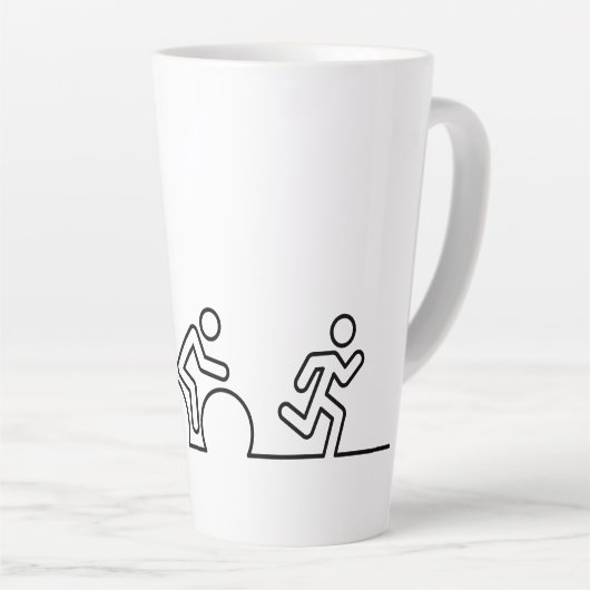 Triatlon. Zwemmen, wielrennen en hardlopen. Latte Mok (Rechterhoek)