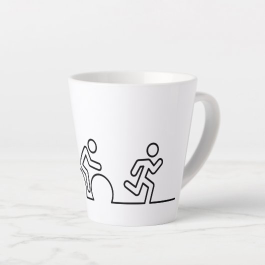 Triatlon. Zwemmen, wielrennen en hardlopen. Latte Mok (Rechterhoek)