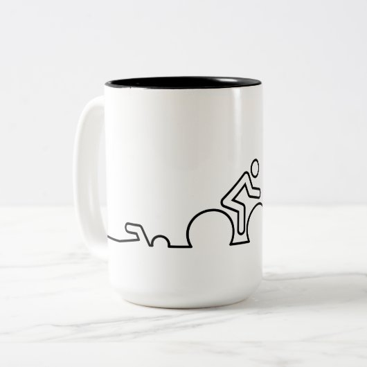 Triatlon. Zwemmen, wielrennen en hardlopen. Tweekleurige Koffiemok (Voorkant links)