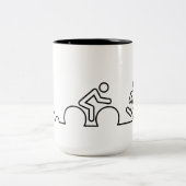 Triatlon. Zwemmen, wielrennen en hardlopen. Tweekleurige Koffiemok (Center)