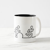 Triatlon. Zwemmen, wielrennen en hardlopen. Tweekleurige Koffiemok (Voorkant rechts)