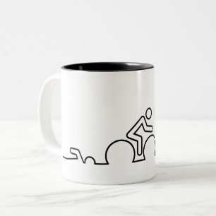 Triatlon. Zwemmen, wielrennen en hardlopen. Tweekleurige Koffiemok