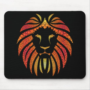 Tribaal Abstract Oranje Lion Face Muismat
