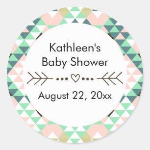 Tribaal Baby shower Geslacht onthullen gunst Ronde Sticker