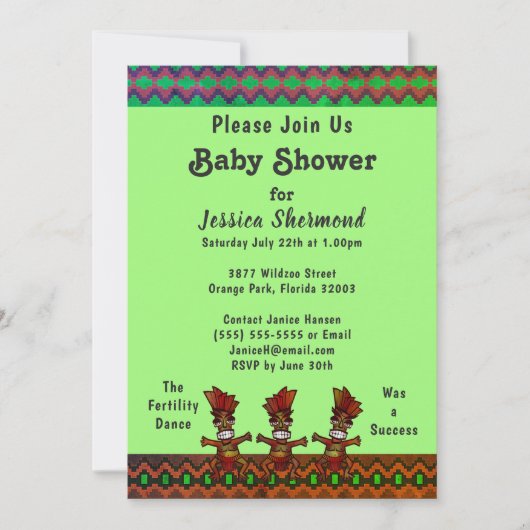 Tribaal Baby shower Groene Abstracte vruchtbaarhei Kaart (Voorkant)