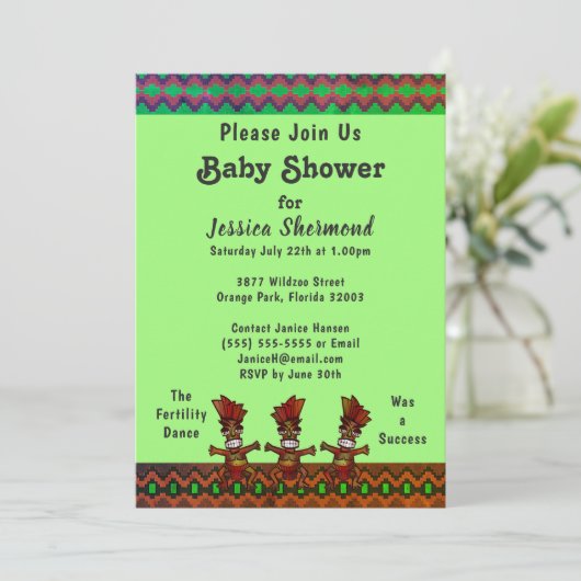 Tribaal Baby shower Groene Abstracte vruchtbaarhei Kaart (Staand voorkant)