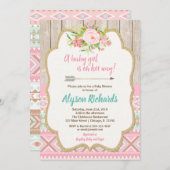 Tribaal baby shower meisje nodigt roze goud uit bl kaart (Voorkant / Achterkant)