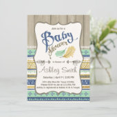Tribaal Baby shower Rustisch Baby shower Blue Gold Kaart (Staand voorkant)