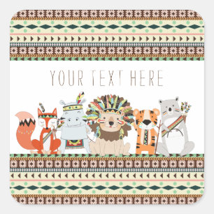 Tribaal Baby shower Vierkante Sticker