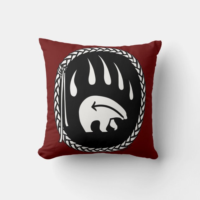 Tribaal Beer Kunst Pillow First Nations Beer Pillo Kussen (Voorkant)