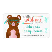 Tribaal Beer | Wild One Baby shower dank u Etiket (Voorkant)