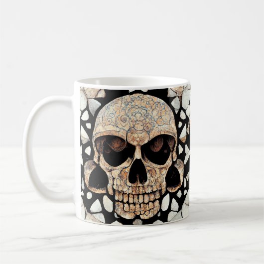 Tribaal decoratief Ornament | Mayan Skull Art Koffiemok (Links)