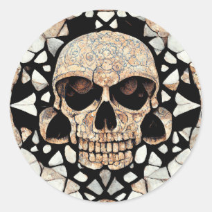 Tribaal decoratief Ornament Mayan Skull Art Ronde Sticker