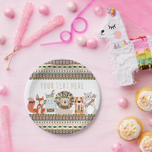 Tribaal dierlijk Baby shower Papieren Bordje (Feest)