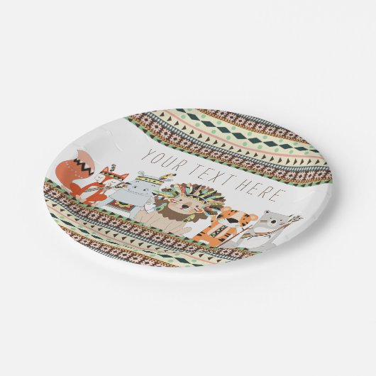 Tribaal dierlijk Baby shower Papieren Bordje (Gekanteld)