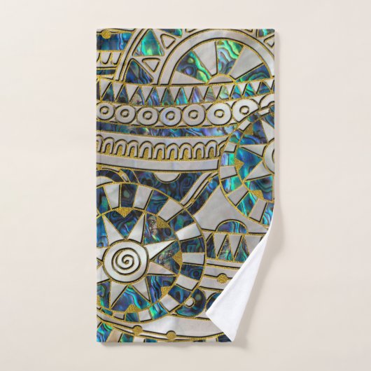 Tribaal etnisch patroongoud op Abalone en Pearl Bad Handdoek (Handdoek)