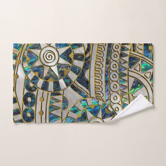 Tribaal etnisch patroongoud op Abalone en Pearl Bad Handdoek (Handdoek)