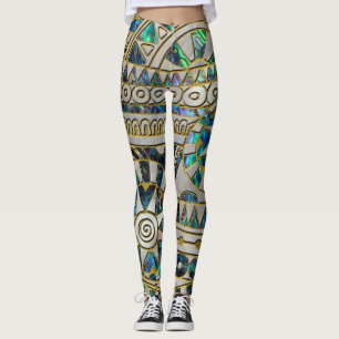 Tribaal etnisch patroongoud op Abalone en Pearl Leggings