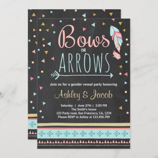 Tribaal Geslacht onthullen uitnodiging Jongen of M (Voorkant / Achterkant)