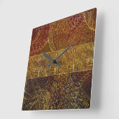 Tribaal Gold Patroon op bruine verf Vierkante Klok (Hoek)