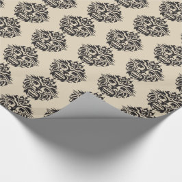Tribaal masker - Beige glanzend omslagpapier, 30 x Cadeaupapier
