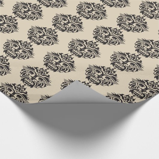 Tribaal masker - Beige glanzend omslagpapier, 30 x Cadeaupapier (Hoek)