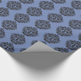 Tribaal masker - Blauw grijs glanzend omslagpapier Cadeaupapier