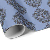 Tribaal masker - Blauw grijs glanzend omslagpapier Cadeaupapier (Rol Hoek)