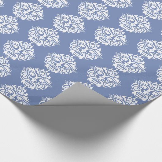 Tribaal masker - Blauw grijs glanzend omslagpapier Cadeaupapier (Hoek)