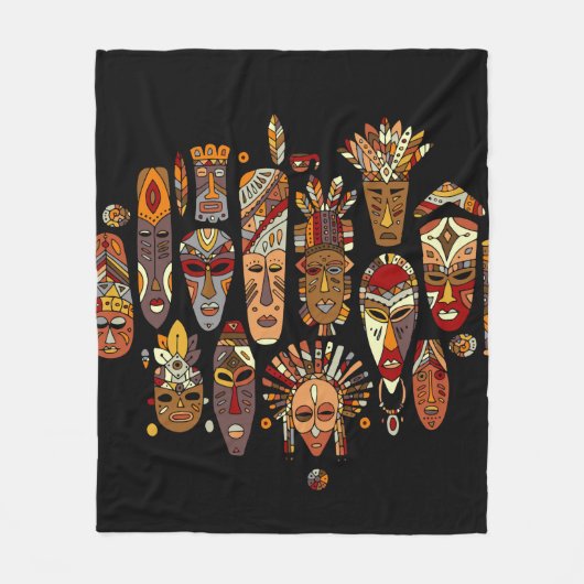 Tribaal masker etnische set, schets fleece deken (Voorkant)