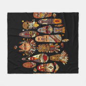 Tribaal masker etnische set, schets fleece deken (Voorkant (Horizontaal))