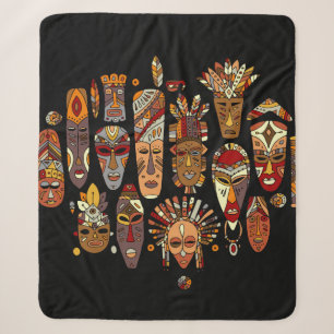 Tribaal masker etnische set, schets sherpa deken