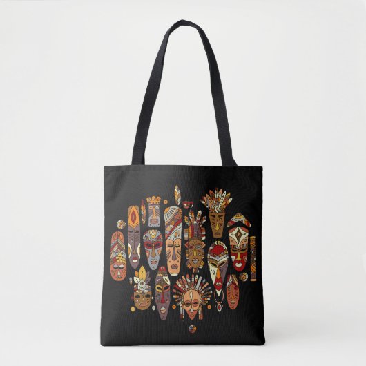 Tribaal masker etnische set, schets tote bag (Voorkant)