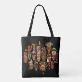 Tribaal masker etnische set, schets tote bag (Achterkant)