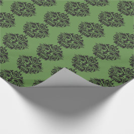 Tribaal masker - Groen glanzend omslagpapier, 30 x Cadeaupapier