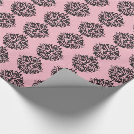 Tribaal masker - Roze glanzend omslagpapier, 30 x  Cadeaupapier