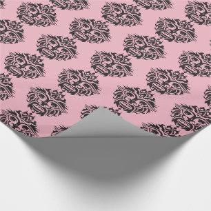 Tribaal masker - Roze glanzend omslagpapier, 30 x Cadeaupapier