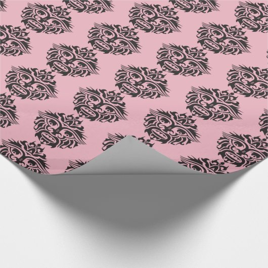 Tribaal masker - Roze glanzend omslagpapier, 30 x  Cadeaupapier (Hoek)