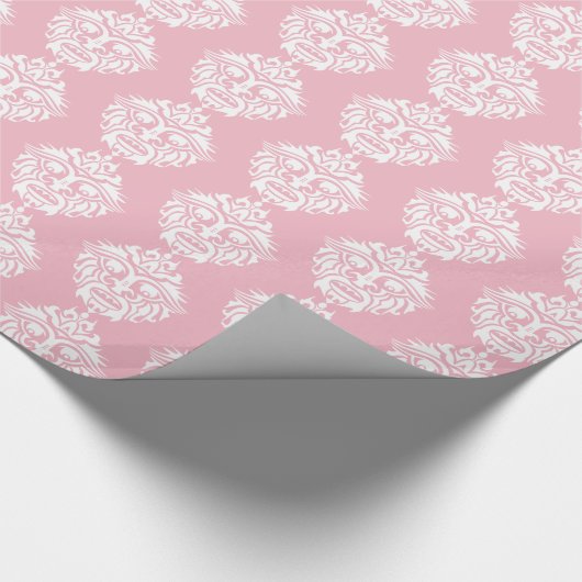 Tribaal masker - Roze glanzend omslagpapier, 30 x  Cadeaupapier (Hoek)