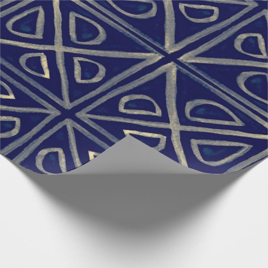 Tribaal naadloos blauw geometrisch patroon. Stripe Cadeaupapier (Hoek)