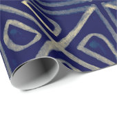 Tribaal naadloos blauw geometrisch patroon. Stripe Cadeaupapier (Rol Hoek)